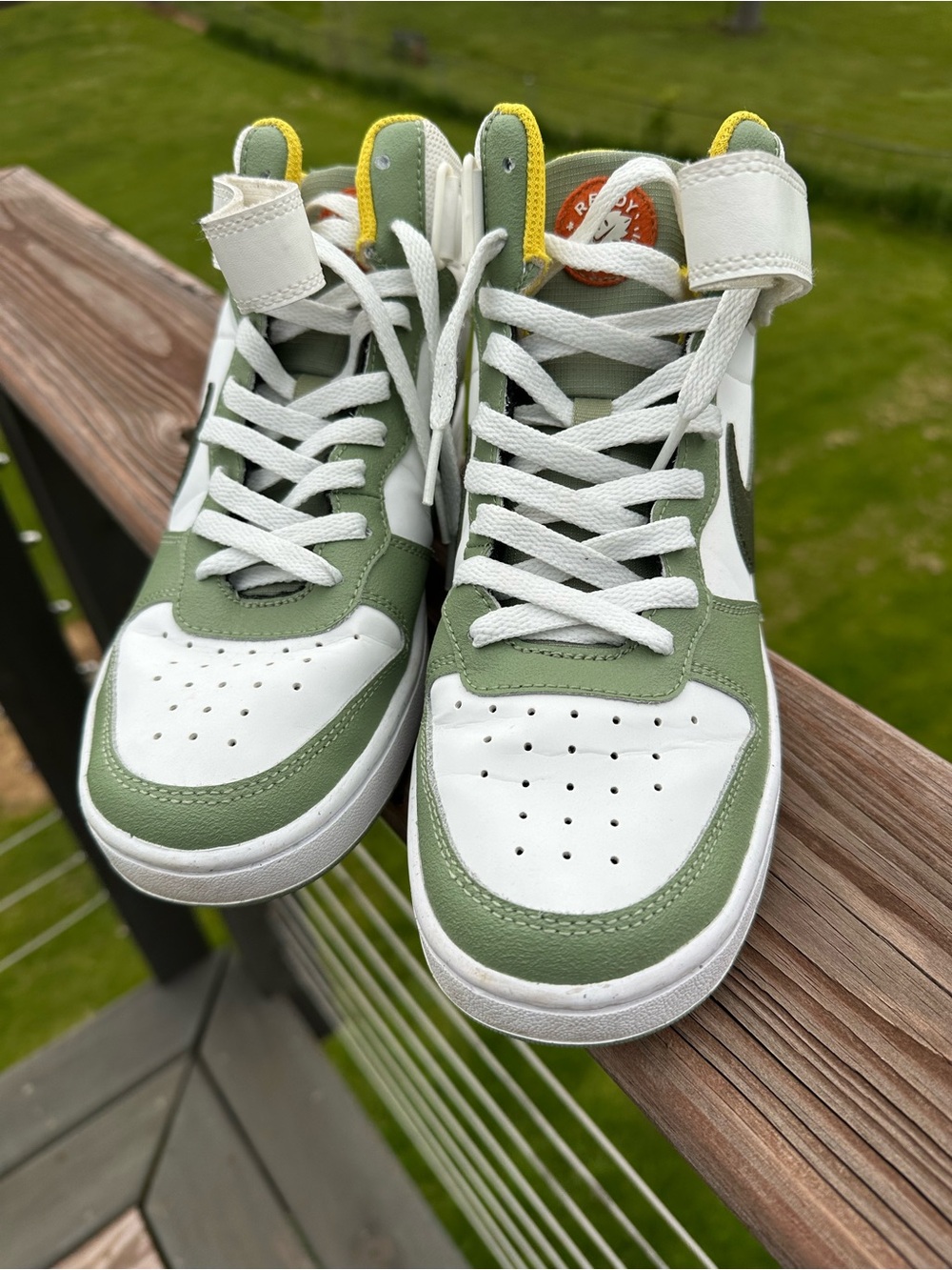 Nike Kids Borough Mid 2 Sneakers Unique color Off White Green (Sage and Olive)